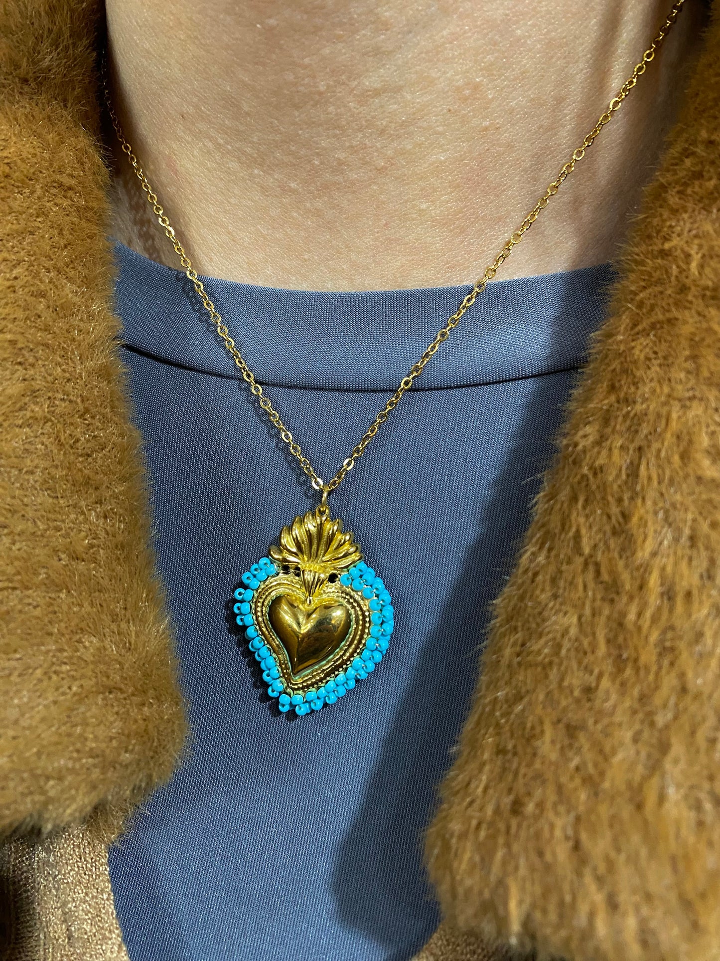 Collana cuore sacro perline