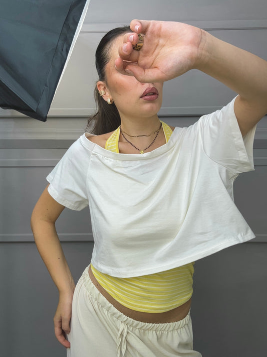 Crop T-Shirt con top rigato