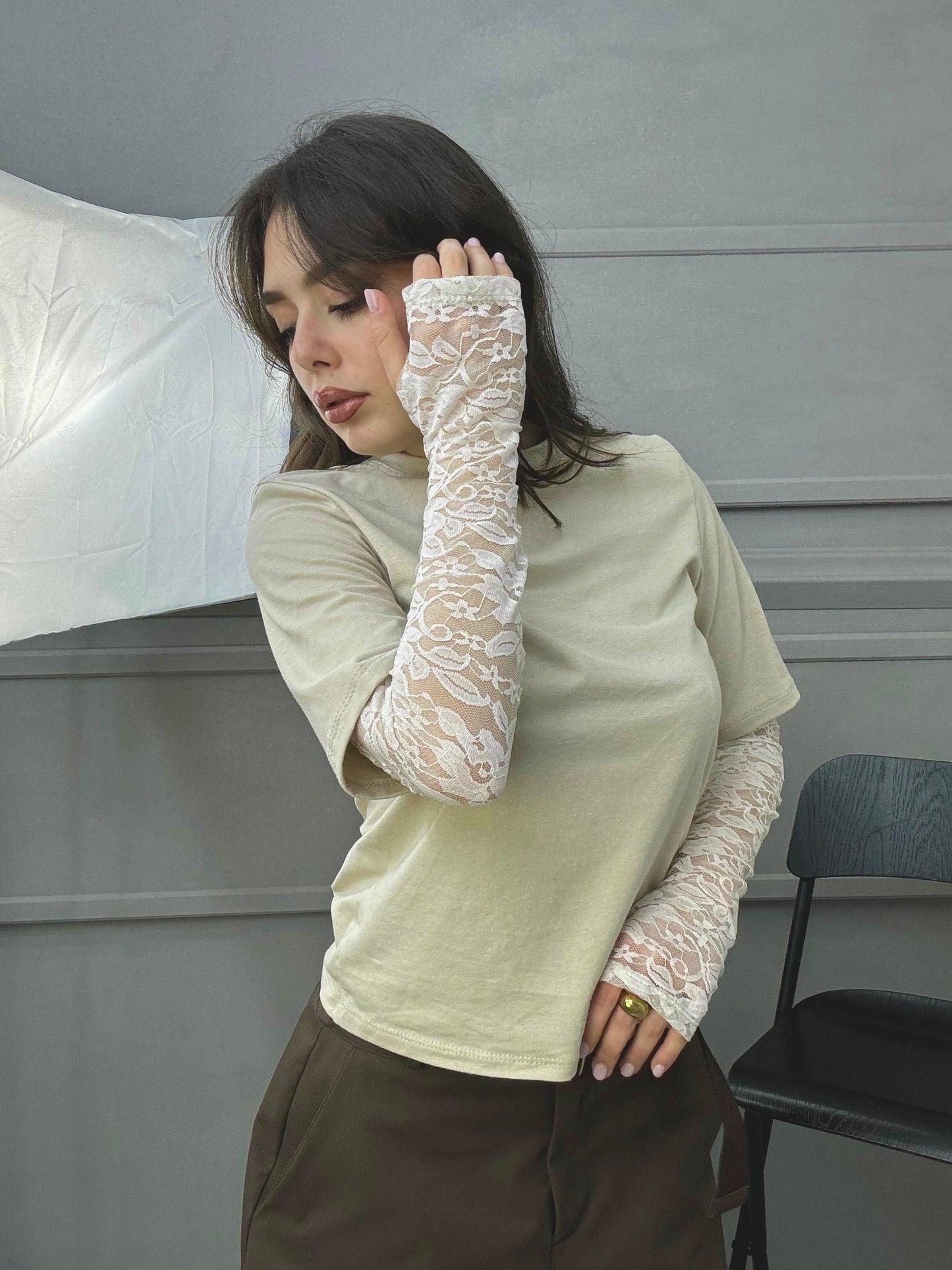 T-shirt Guanto pizzo