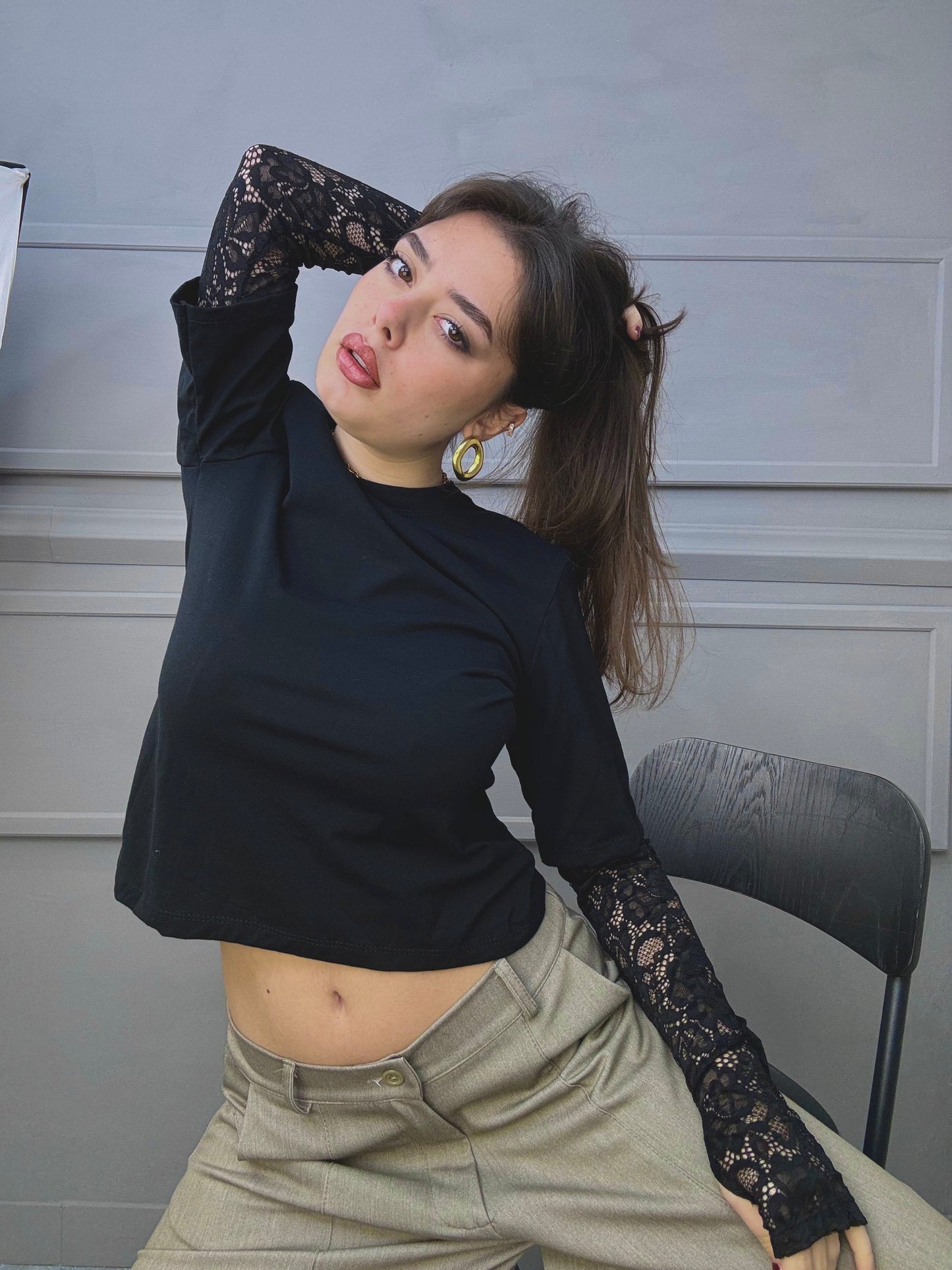 T-shirt Guanto pizzo