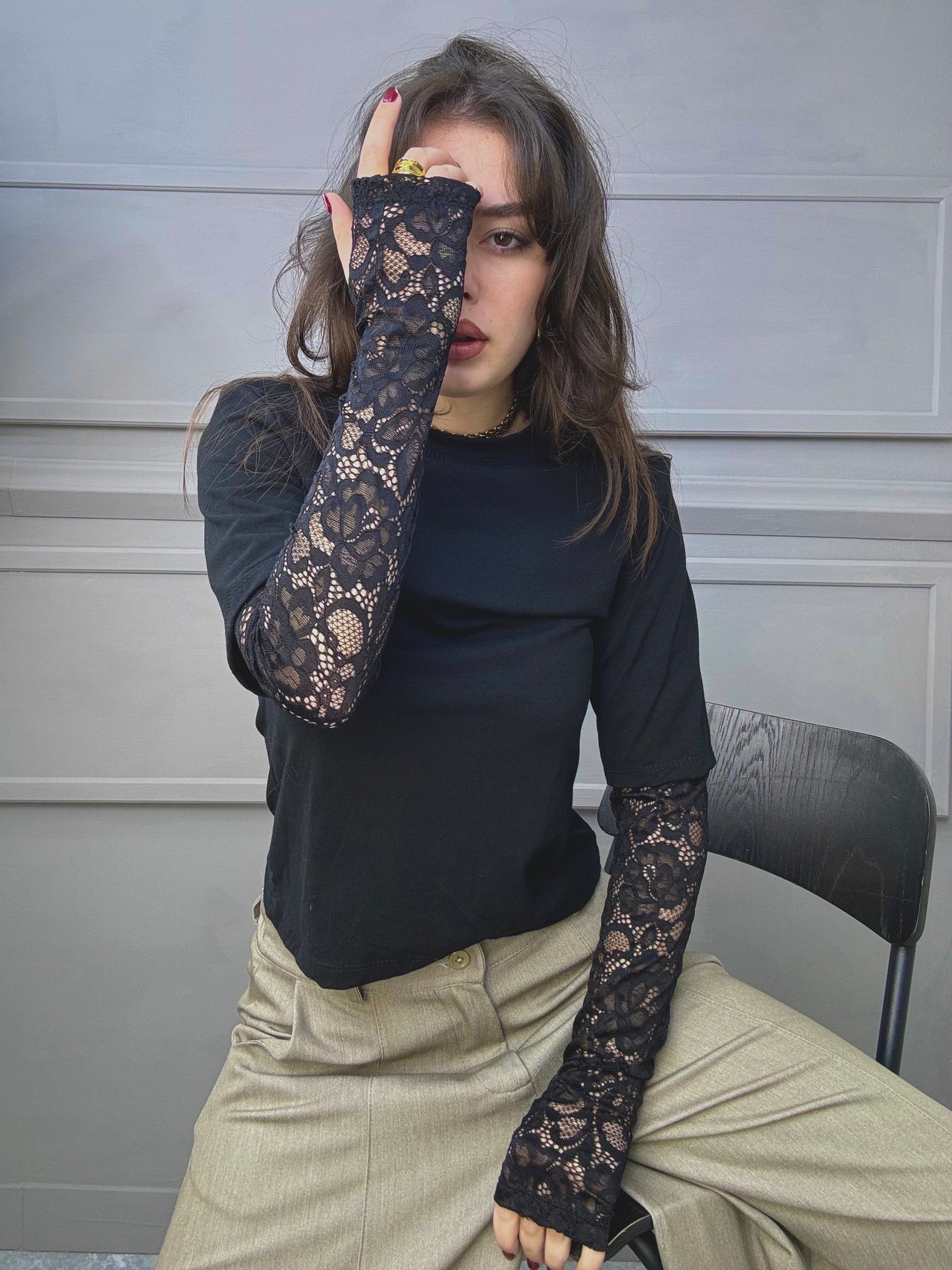 T-shirt Guanto pizzo