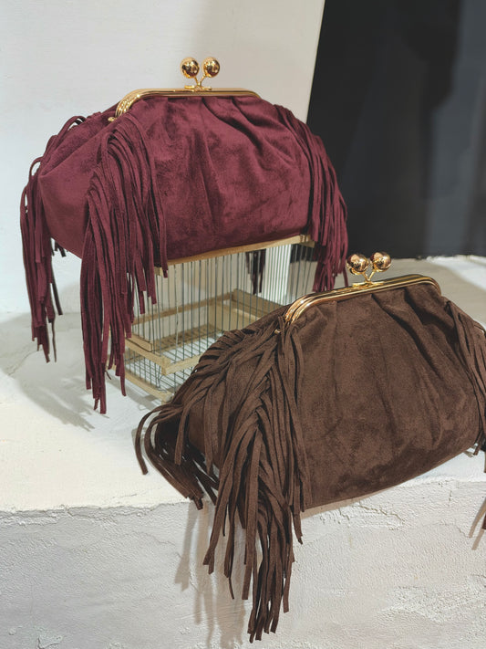 Clutch Camoscio Frange