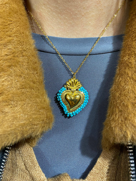 Collana cuore sacro perline
