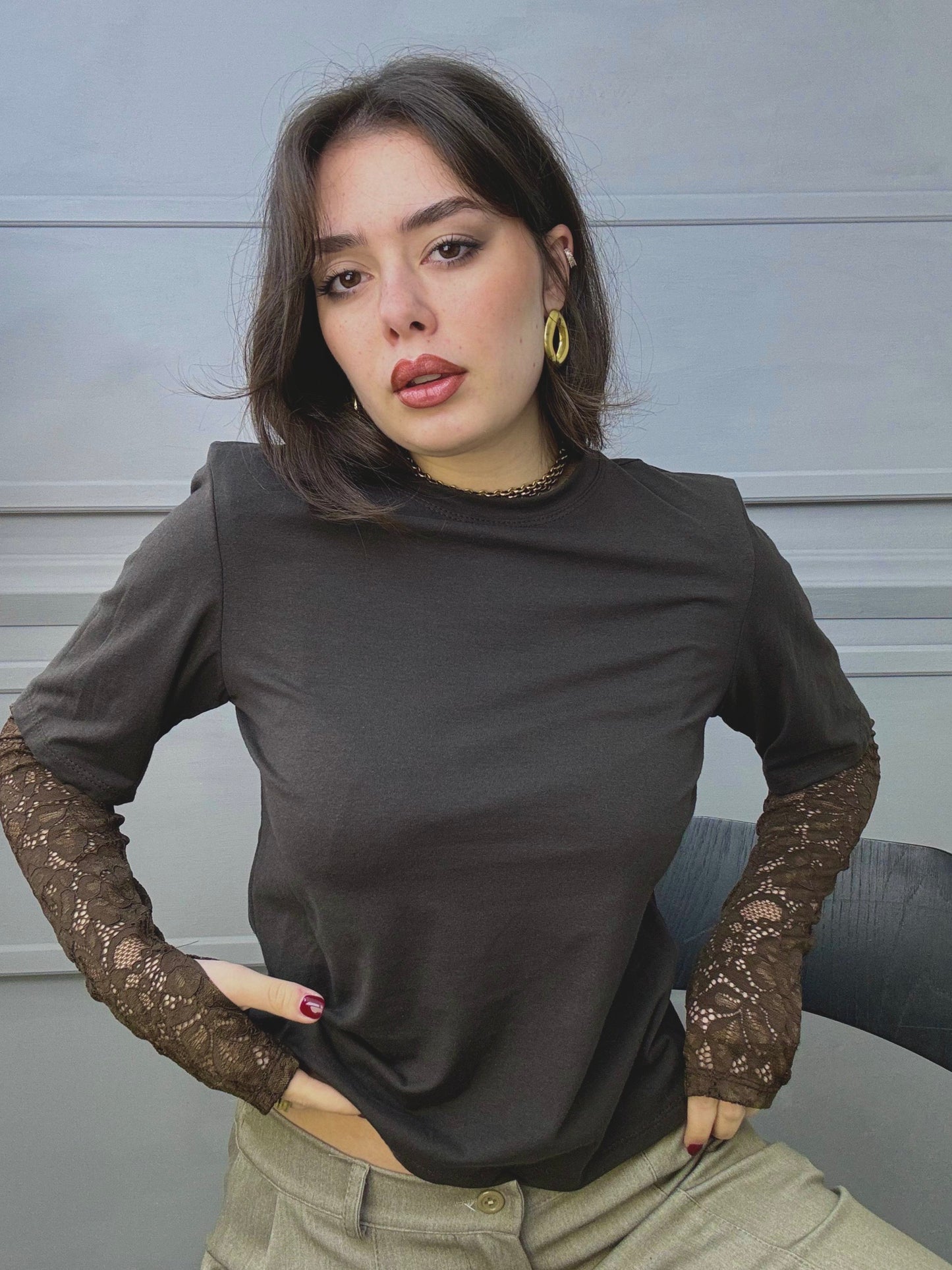 T-shirt Guanto pizzo