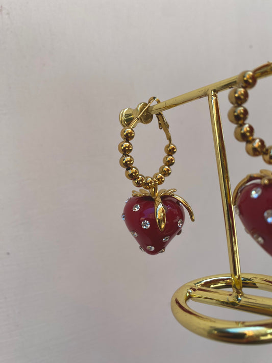Orecchino Fragola strass