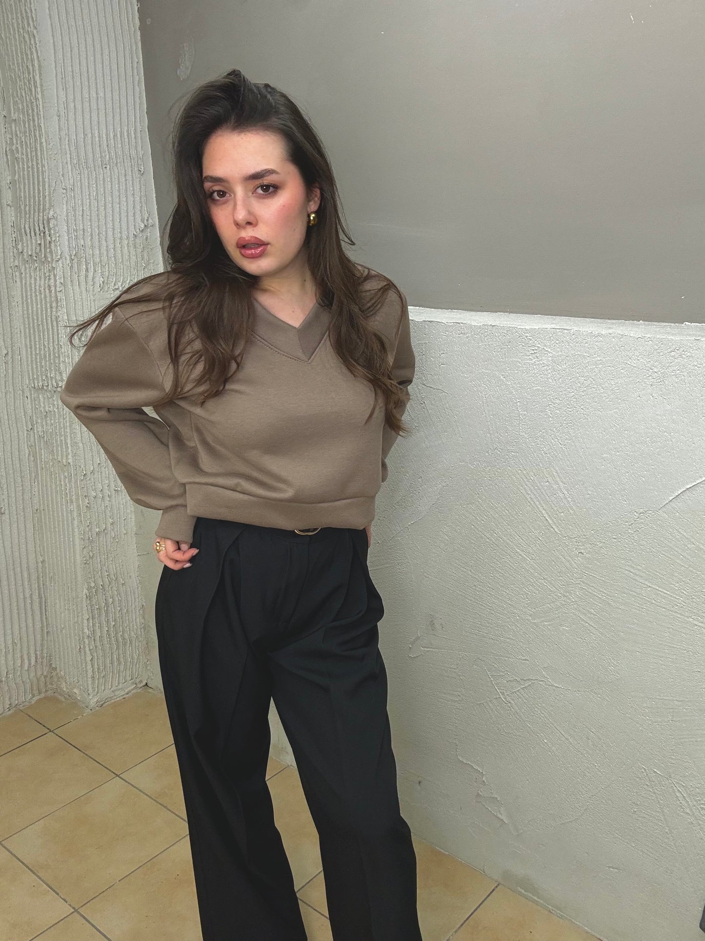 Crop Felpa V