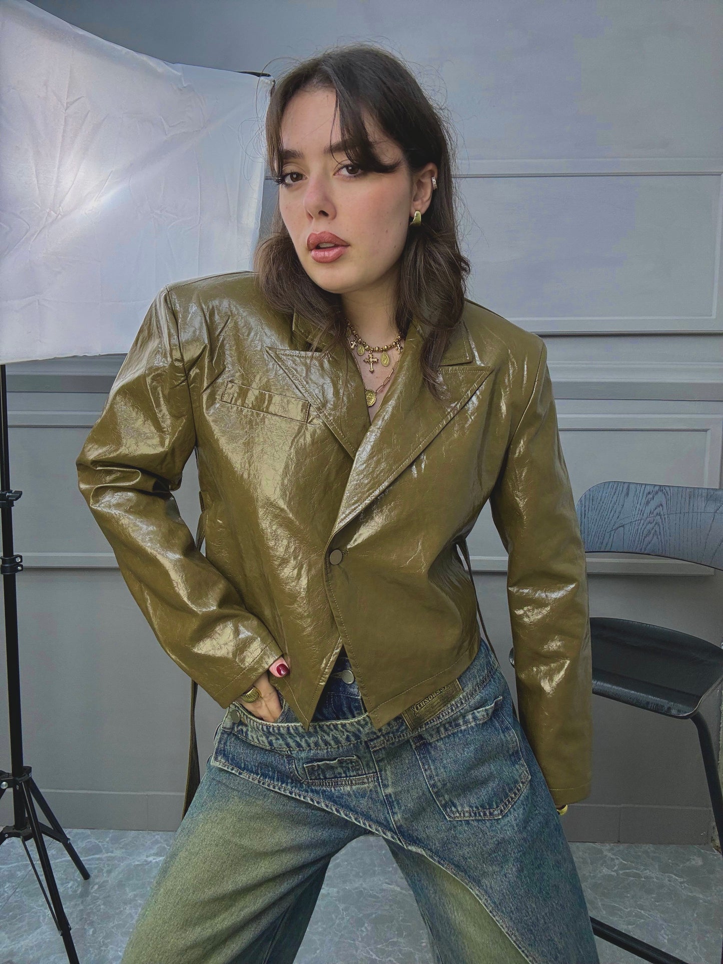 Crop Blazer Lucido