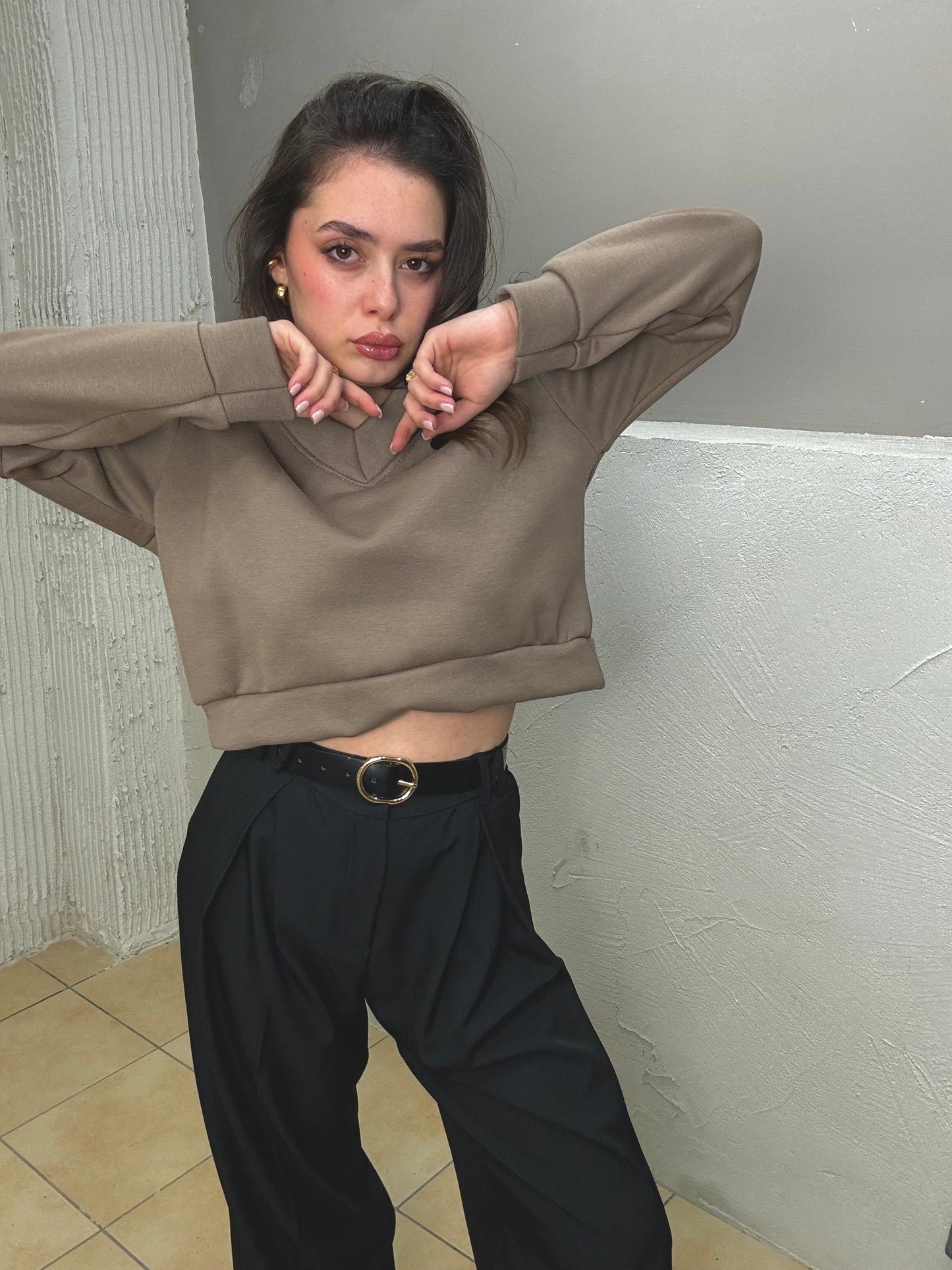 Crop Felpa V
